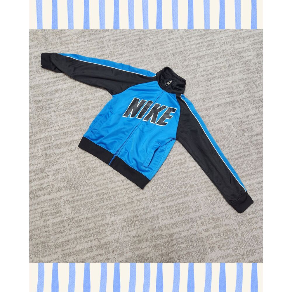 Nike Boys Full Zip Track Jacket Blue Black White Size 5